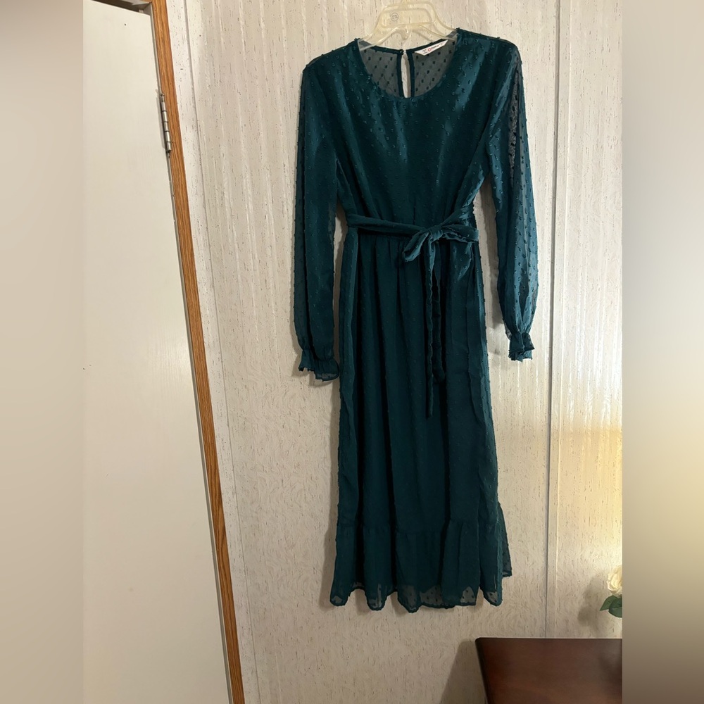 PatPat Deep Green Long Sleeve Dress